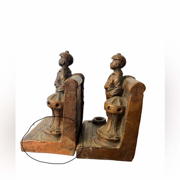 Antique Solid Brass Nautical Bookends Signed KBW | Sailor Maritime Decor - Picture 11 of 11